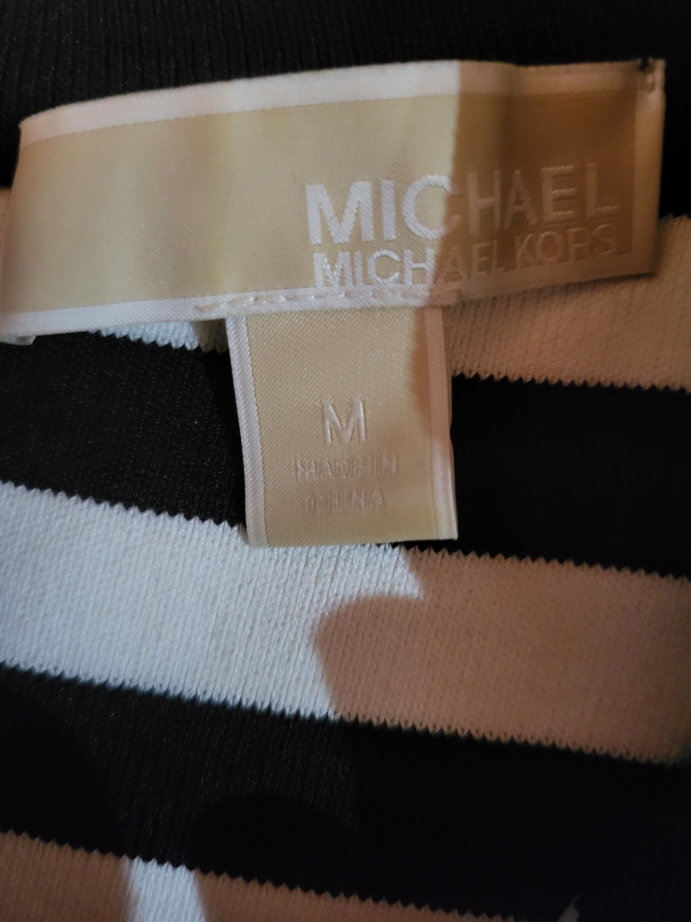 MICHAEL Michael Kors Black & White Striped Sleeveless Midi Sheath Dress - Picture 2 of 8